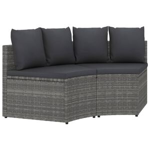vidaXL 2-delige Loungeset met kussens poly rattan grijs