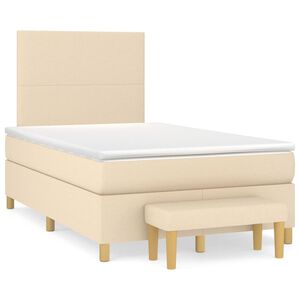vidaXL Boxspring met matras stof cr&egrave;mekleurig 120x200 cm