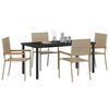 vidaXL Tuin eettafelset met kussen 5 pcs Beige poly rattan