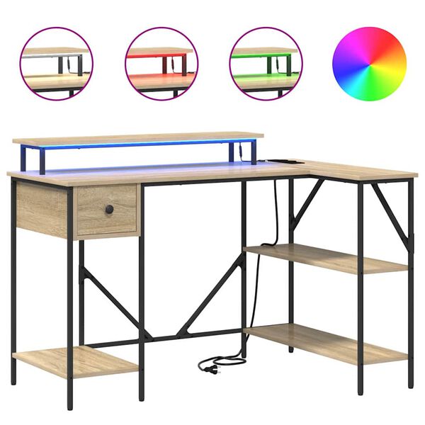 vidaXL Bureau met lade Sonoma Eiken 120 x 79 x 86,5 cm Bewerkt hout
