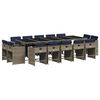 vidaXL 15-delige tuinset met kussens, grijs polyrotan