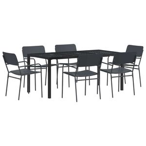 vidaXL Buitenmeubelset 7 st Antracietkleurig Staal