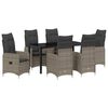 vidaXL Tuin eettafelset met kussen 7 pcs Grijs poly rattan