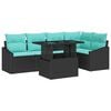 vidaXL Tuin Sofa Set met kussen 6 pcs Zwart en Blauw poly rattan