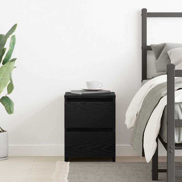 vidaXL Nachtkastje met lade Zwart Eiken 30 x 30 x 40 cm Bewerkt hout