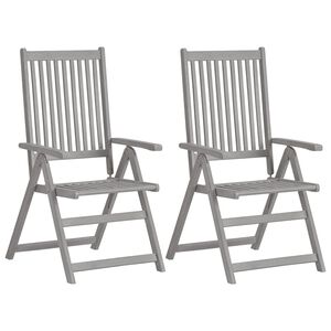 vidaXL Verstelbare klapstoelen, 2 stuks, grijs, massief acaciahout