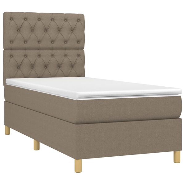 vidaXL Boxspring met matras en LED stof taupe 80x200 cm