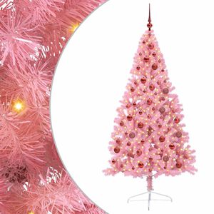 vidaXL Kunstmatig Voorverlicht Kerstboom met 300 LED Roze 180 cm PVC