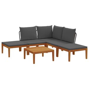 vidaXL 6 st Massief acaciahout & touw Naturel