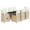 vidaXL 9-delige Bistroset met kussens poly rattan beige