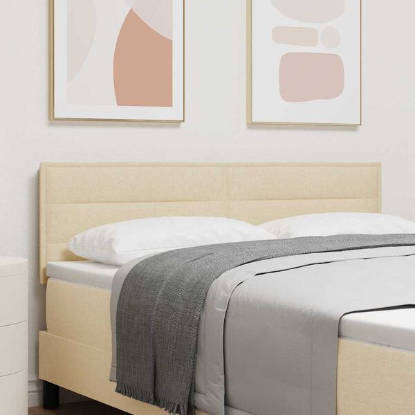 vidaXL LED Hoofdbord met LED -striplichten Cr&egrave;me 144 cm Stof