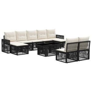 vidaXL Tuinbankenset 10 st Zwart en Cream Wit poly rattan