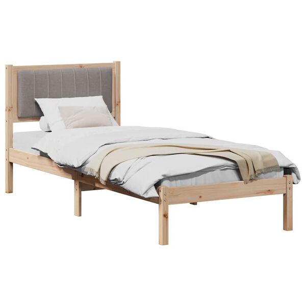 vidaXL Bedframe met Gevoerd Hoofdgedeelte Taupe 75 x 190 cm