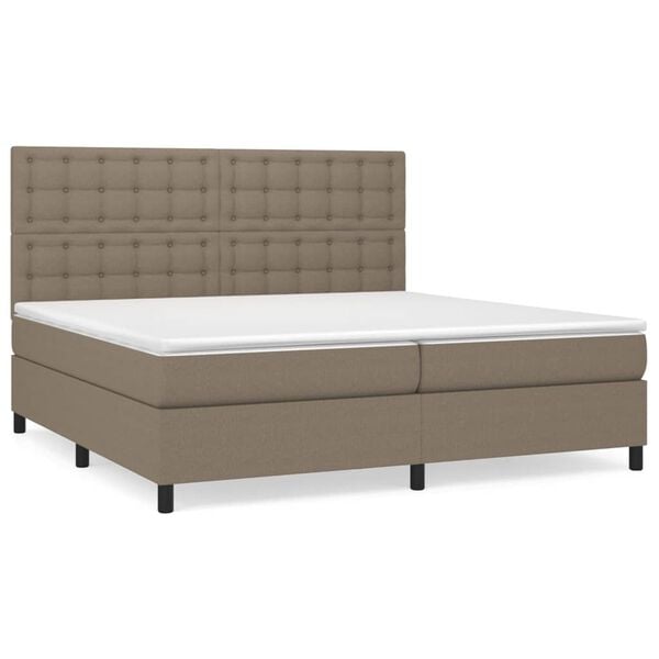 vidaXL Boxspring met matras stof taupe 200x200 cm