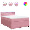 vidaXL Boxspring met matras fluweel roze 140x190 cm