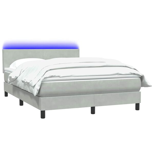vidaXL Boxspring met matras en LED fluweel lichtgrijs 160x220 cm
