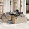 vidaXL 9-delige Loungeset met kussens poly rattan beige