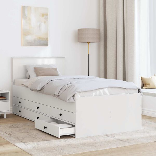 vidaXL Slaapbank met lade Wit en zwart 90 x 200 cm Bewerkt hout
