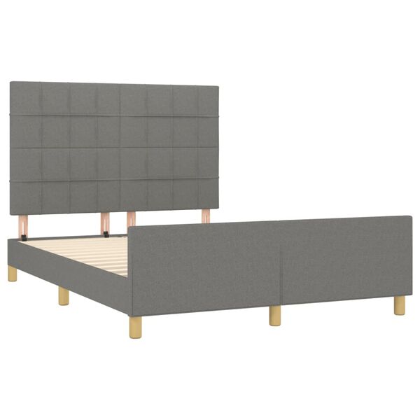 vidaXL Bedframe zonder matras stof donkergrijs 140x190 cm