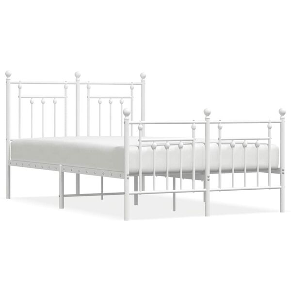 vidaXL Bedframe met hoofd- en voeteneinde metaal wit 120 x 190 cm