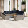 vidaXL 13-delige Loungeset met kussens poly rattan grijs