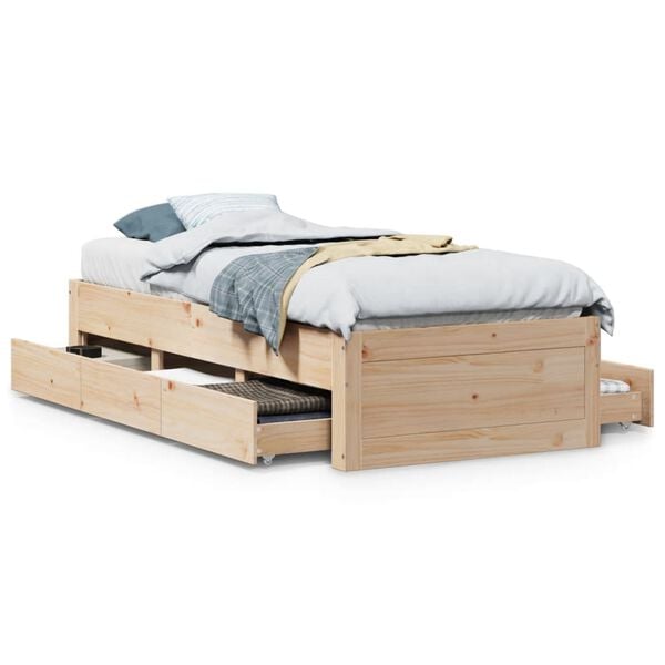 vidaXL Bedframe zonder matras met lades massief grenenhout 75x190 cm