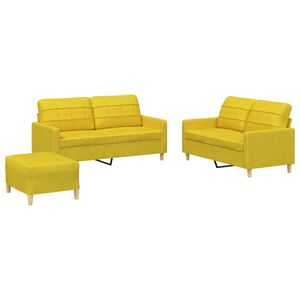 vidaXL 3-delige Loungeset met kussens stof lichtgeel
