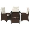 vidaXL Tuin eettafelset met kussen 5 pcs Bruin poly rattan