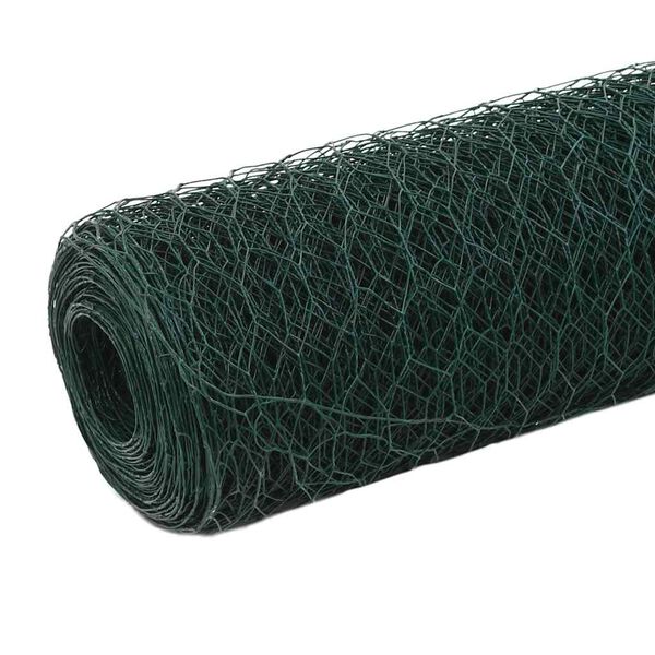vidaXL Kippengaas 25x1,5 m staal met PVC coating groen