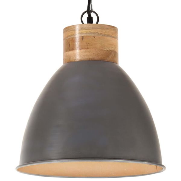 vidaXL Hanglamp industrieel E27 46 cm ijzer en massief hout grijs