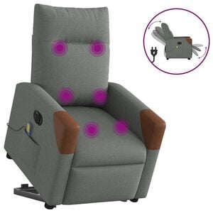 vidaXL Sta-op-massagestoel elektrisch verstelbaar stof donkergrijs