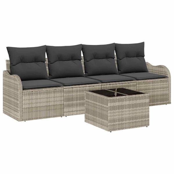 vidaXL Tuin Sofa Set met kussen 5 pcs Licht Grijs en Donker Grijs