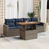 vidaXL 5-delige Loungeset met kussens poly rattan grijs
