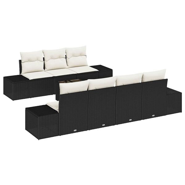 vidaXL Tuin Sofa Set met kussen 8 pcs Zwart en Cr&egrave;me poly rattan