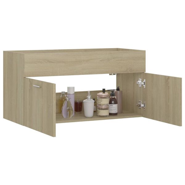 vidaXL Wastafelkast 90x38,5x46 cm bewerkt hout sonoma eikenkleurig