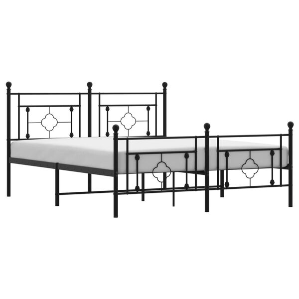 vidaXL Bedframe met hoofd- en voeteneinde metaal zwart 150x200 cm