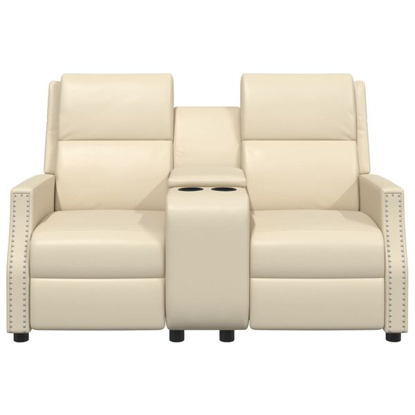 vidaXL Massagestoel 2-zits verstelbaar kunstleer crèmekleurig