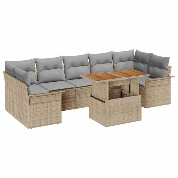 vidaXL Tuin Sofa Set met kussen 8 pcs beige en lichtgrijs
