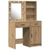 vidaXL Make-up tafel set met LED 2 st Artisan Eiken Bewerkt hout
