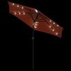 vidaXL Parasol met LED's en stalen paal 225x225x212 cm terracotta