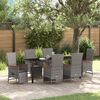vidaXL Tuin eettafelset met kussen 7 pcs Grijs poly rattan