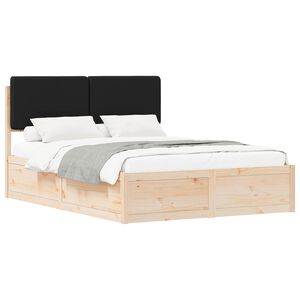 vidaXL Bedframe met Gevoerd Hoofdgedeelte Zwart 140 x 200 cm