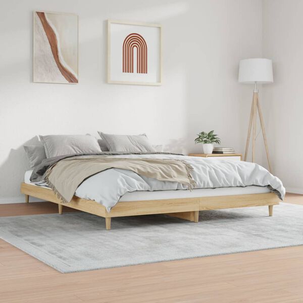 vidaXL Bedframe zonder matras hout sonoma eikenkleurig 180x200 cm