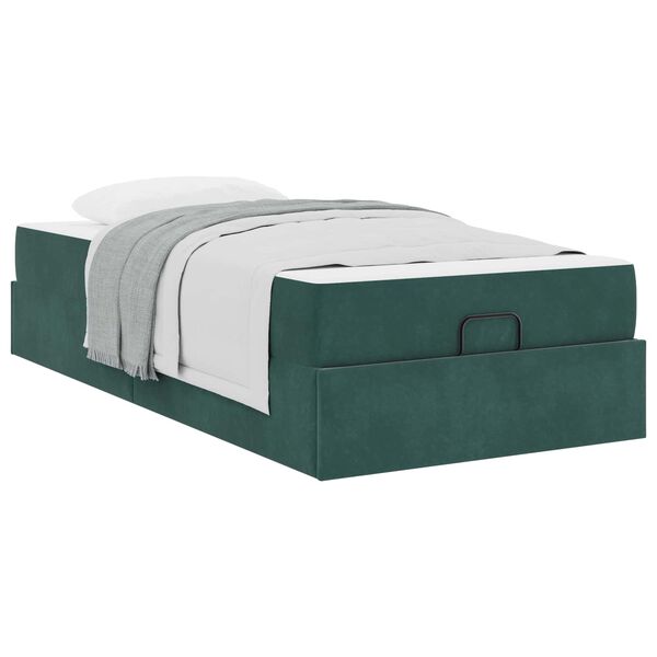 vidaXL Bedframe met matras met matras 2 pcs Groen Fluweel