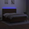 vidaXL Boxspring met matras en LED stof donkerbruin 160x200 cm