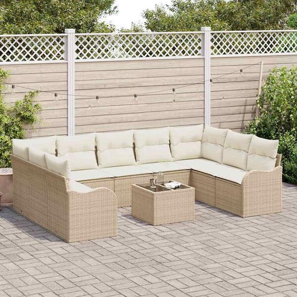 vidaXL Tuin Sofa Set Beige poly rattan