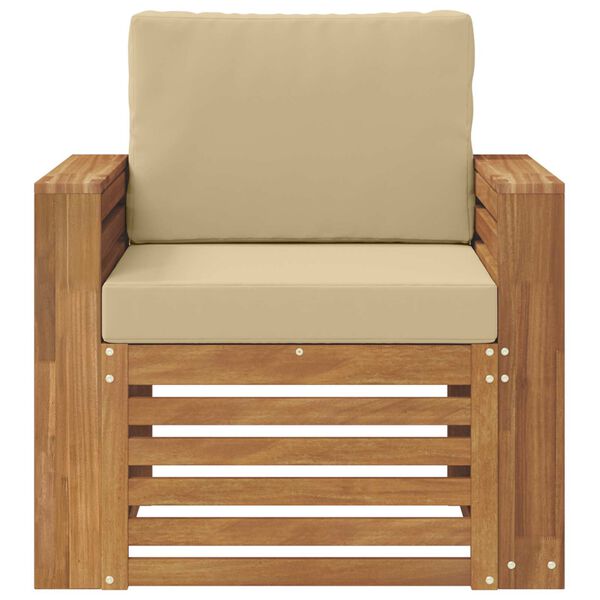 vidaXL Buiten bankenset Massief Acaciahout en Polyester Naturel