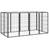vidaXL Hondenkennel 12 panelen 50 x 100 cm gepoedercoat staal zwart