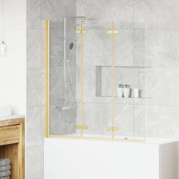 vidaXL Douche Omhulsel Goud 130 x 138 cm ESG-glas en aluminium