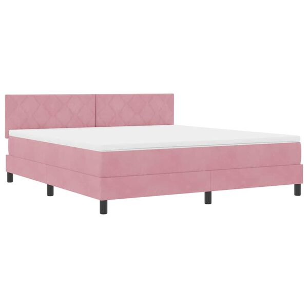 vidaXL LED Box Spring Bed met matras met LED Roze 180 x 200 cm Fluweel